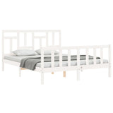 Cadre de lit sans matelas blanc bois de pin massif