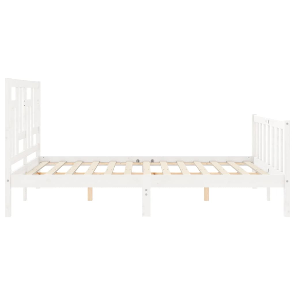 Cadre de lit sans matelas blanc bois de pin massif