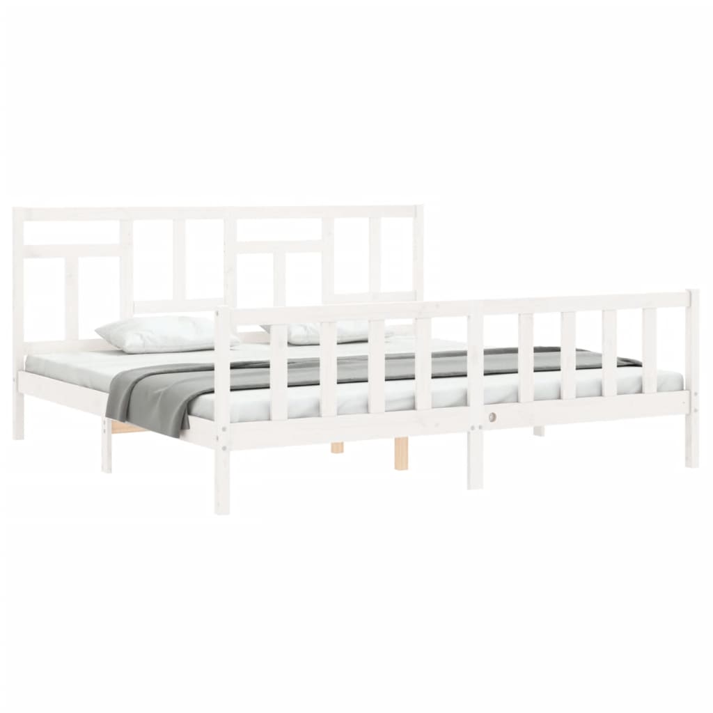 Cadre de lit sans matelas blanc 200x200 cm bois massif de pin