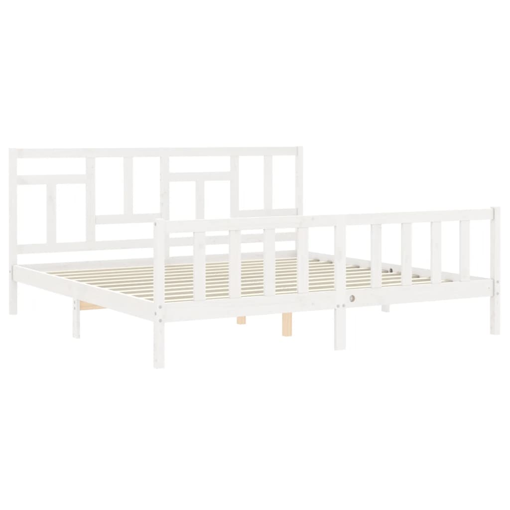 Cadre de lit sans matelas blanc 200x200 cm bois massif de pin