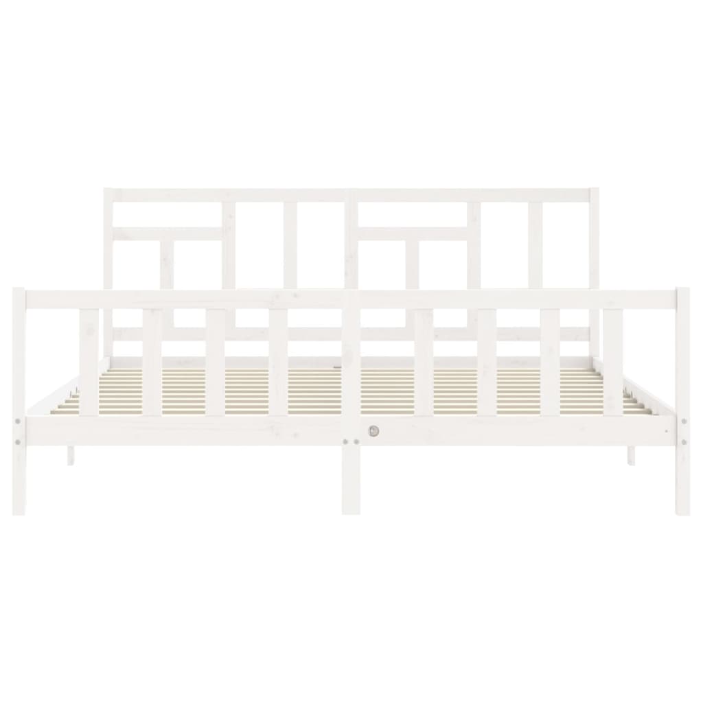 Cadre de lit sans matelas blanc 200x200 cm bois massif de pin