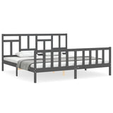 Cadre de lit sans matelas gris 200x200 cm bois massif de pin