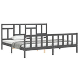 Cadre de lit sans matelas gris 200x200 cm bois massif de pin