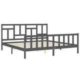 Cadre de lit sans matelas gris 200x200 cm bois massif de pin