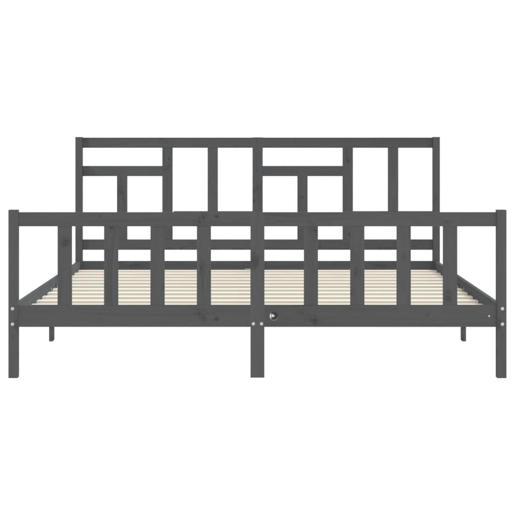 Cadre de lit sans matelas gris 200x200 cm bois massif de pin