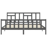 Cadre de lit sans matelas gris 200x200 cm bois massif de pin