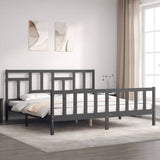 Cadre de lit sans matelas gris 200x200 cm bois massif de pin