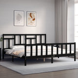 Cadre de lit sans matelas noir 200x200 cm bois massif de pin