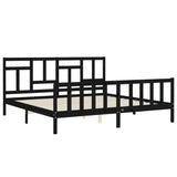 Cadre de lit sans matelas noir 200x200 cm bois massif de pin