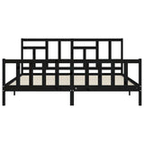 Cadre de lit sans matelas noir 200x200 cm bois massif de pin