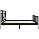 Cadre de lit sans matelas noir 200x200 cm bois massif de pin