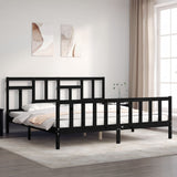 Cadre de lit sans matelas noir 200x200 cm bois massif de pin