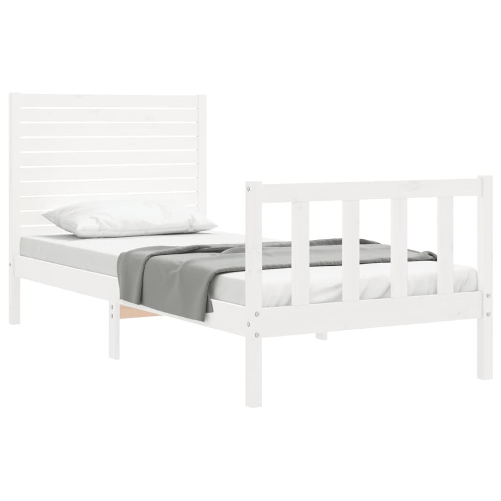 Cadre de lit sans matelas blanc bois de pin massif