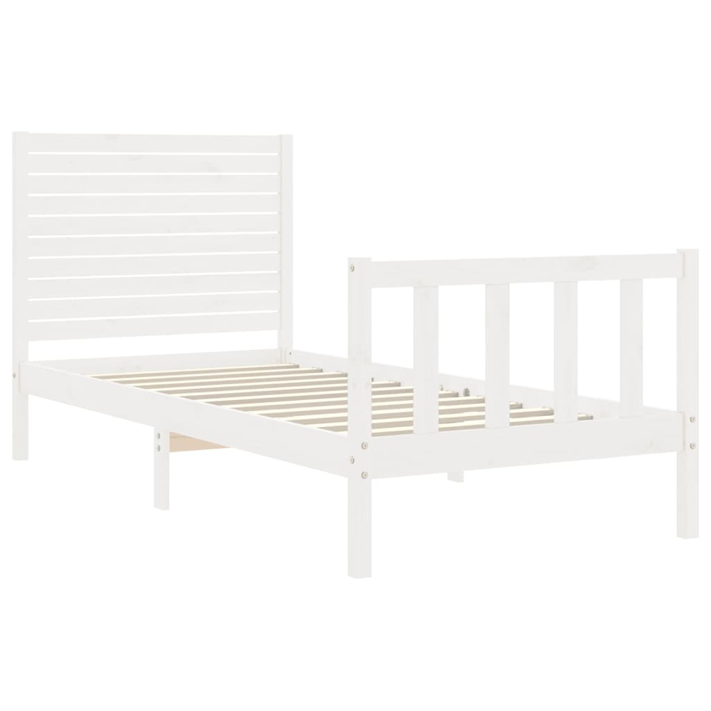 Cadre de lit sans matelas blanc bois de pin massif