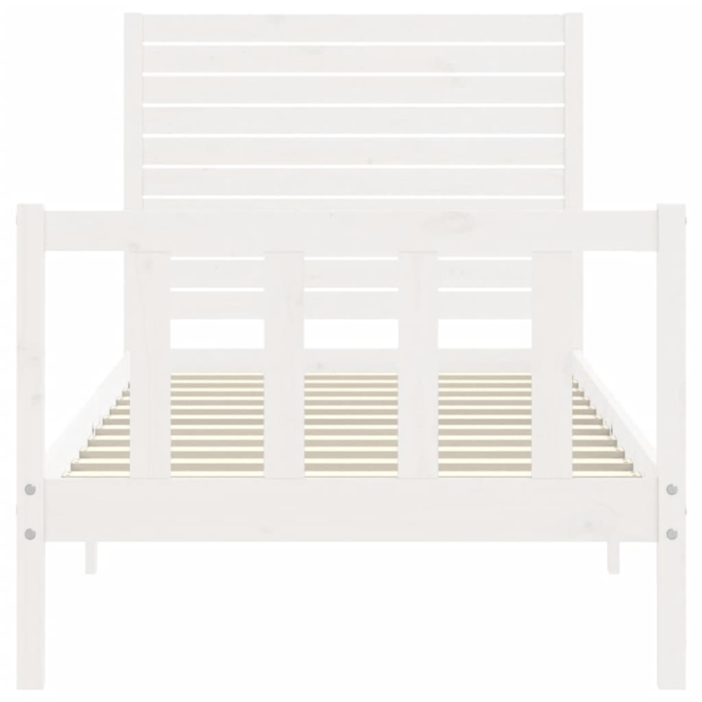 Cadre de lit sans matelas blanc bois de pin massif