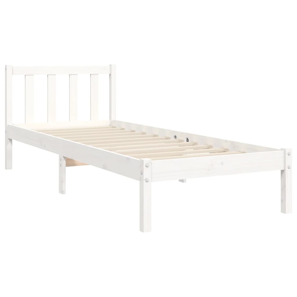 Cadre de lit sans matelas blanc bois de pin massif