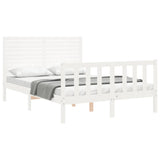 Bed frame without mattress white solid pine wood