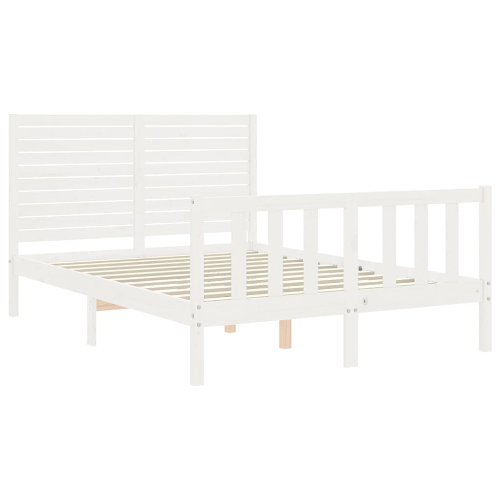 Bed frame without mattress white solid pine wood