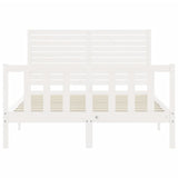 Bed frame without mattress white solid pine wood