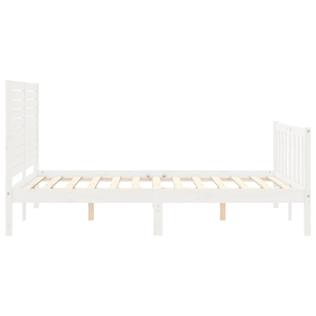 Bed frame without mattress white solid pine wood