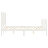 Bed frame without mattress white solid pine wood