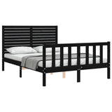 Cadre de lit sans matelas noir 140x190 cm bois de pin massif