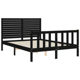 Cadre de lit sans matelas noir 140x190 cm bois de pin massif