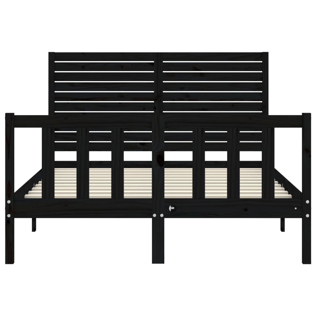 Cadre de lit sans matelas noir 140x190 cm bois de pin massif