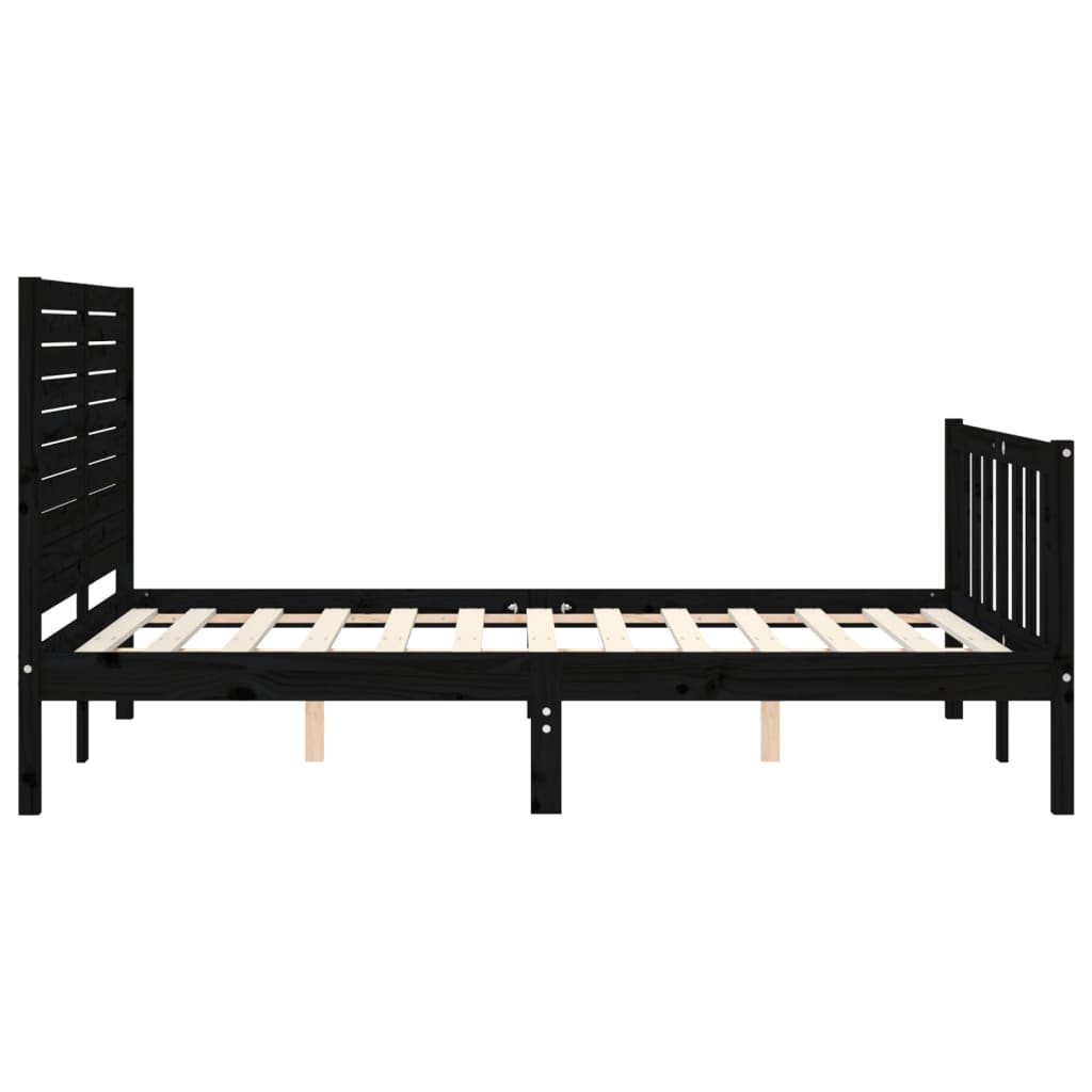 Cadre de lit sans matelas noir 140x190 cm bois de pin massif