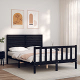 Cadre de lit sans matelas noir 140x190 cm bois de pin massif