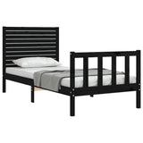 Cadre de lit sans matelas noir 90x200 cm bois de pin massif