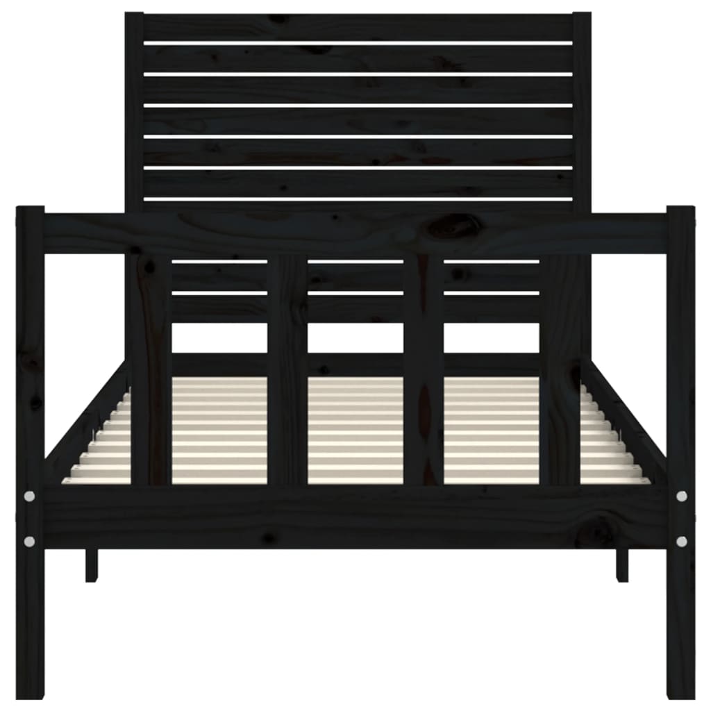 Cadre de lit sans matelas noir 90x200 cm bois de pin massif