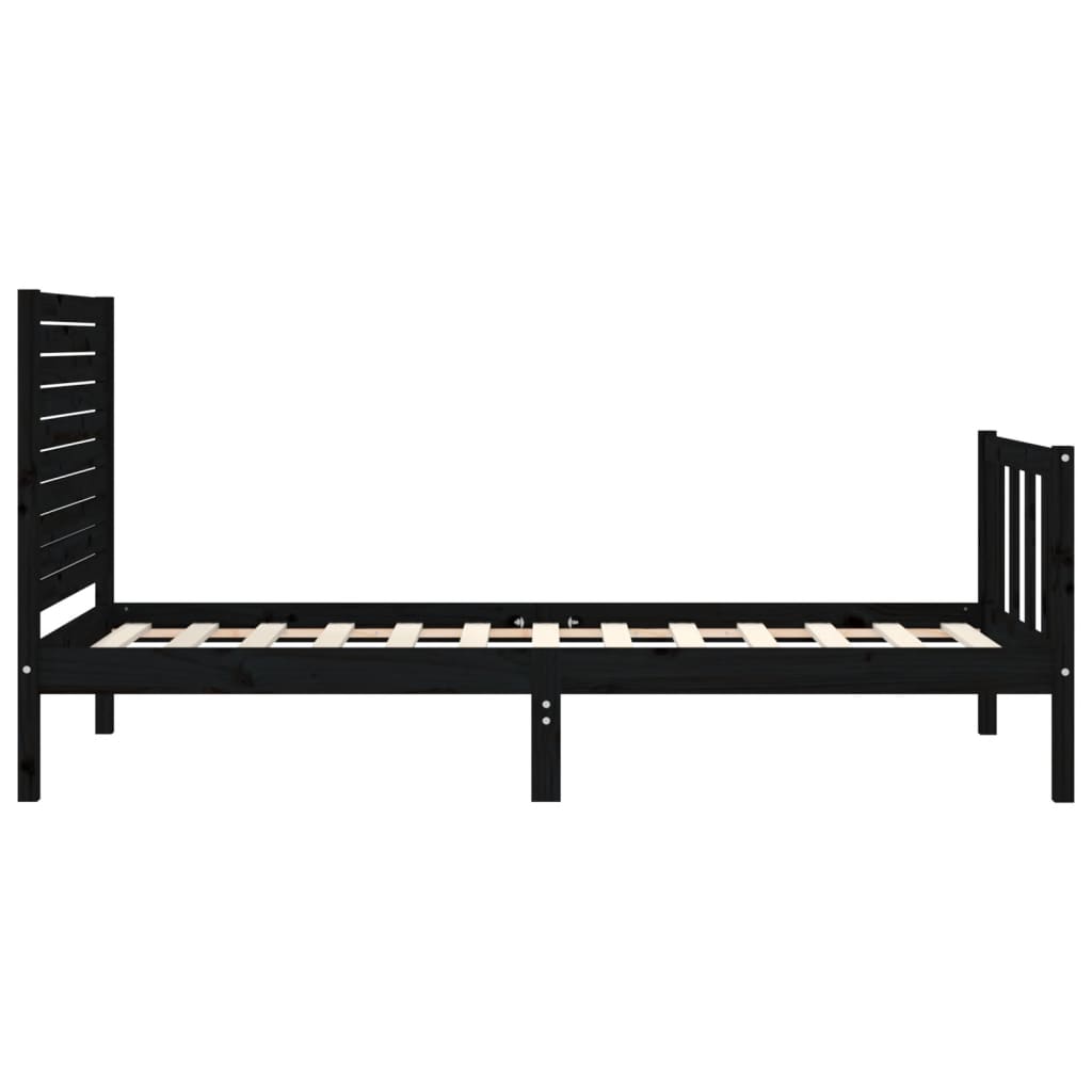 Cadre de lit sans matelas noir 90x200 cm bois de pin massif