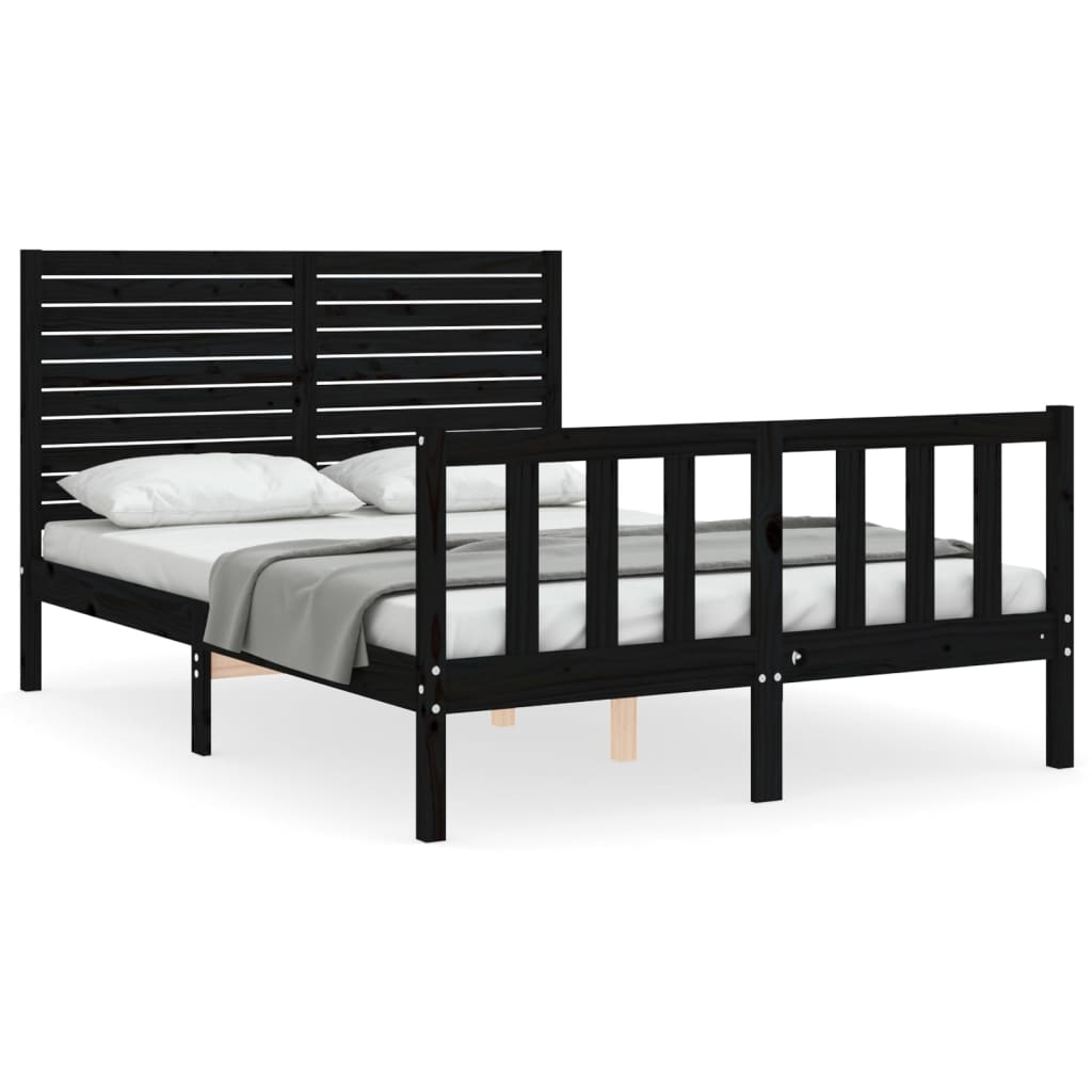 Bed frame without mattress black 120x200 cm solid pine wood