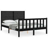 Bed frame without mattress black 120x200 cm solid pine wood