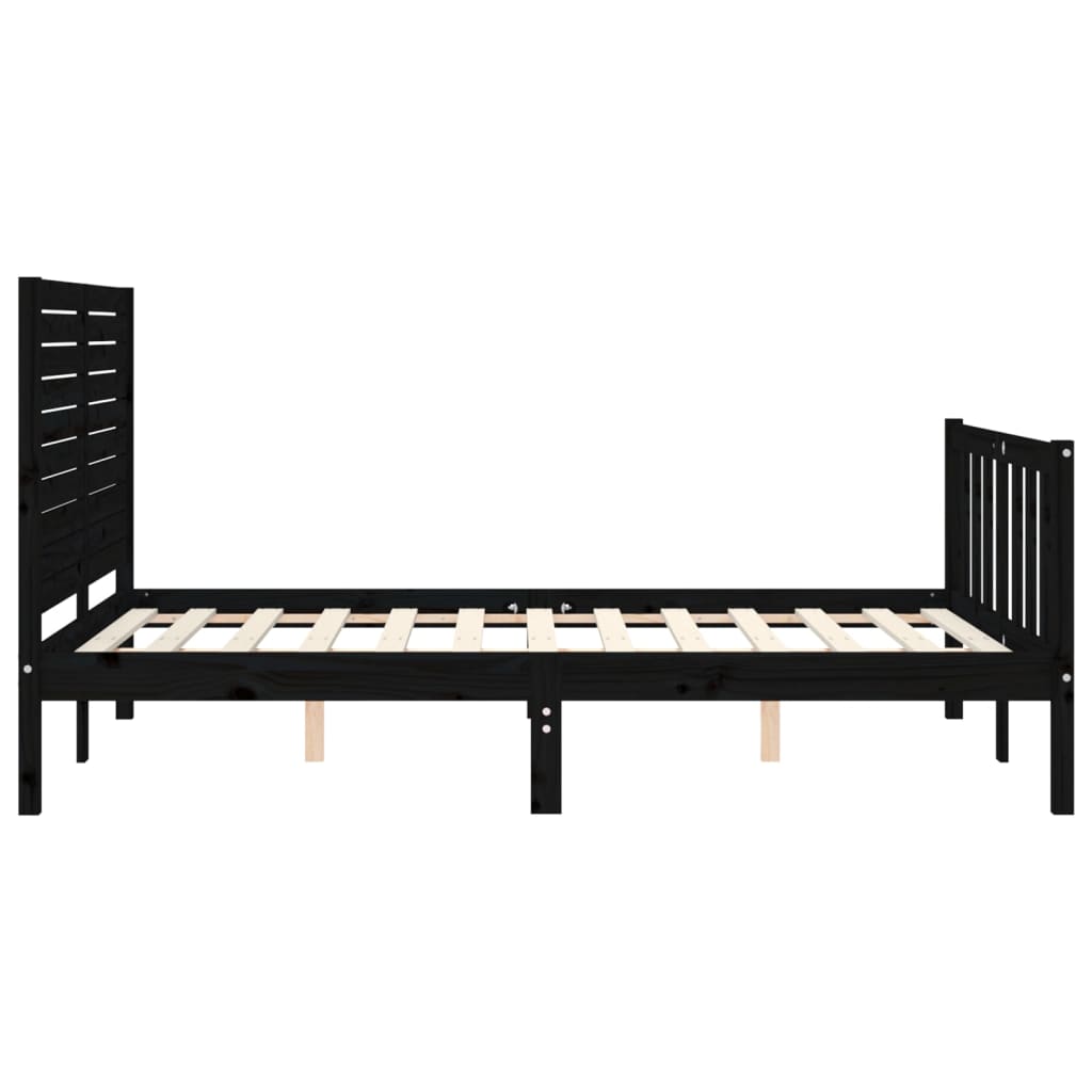 Bed frame without mattress black 120x200 cm solid pine wood