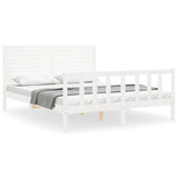 Cadre de lit sans matelas blanc bois de pin massif