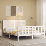 Cadre de lit sans matelas blanc bois de pin massif