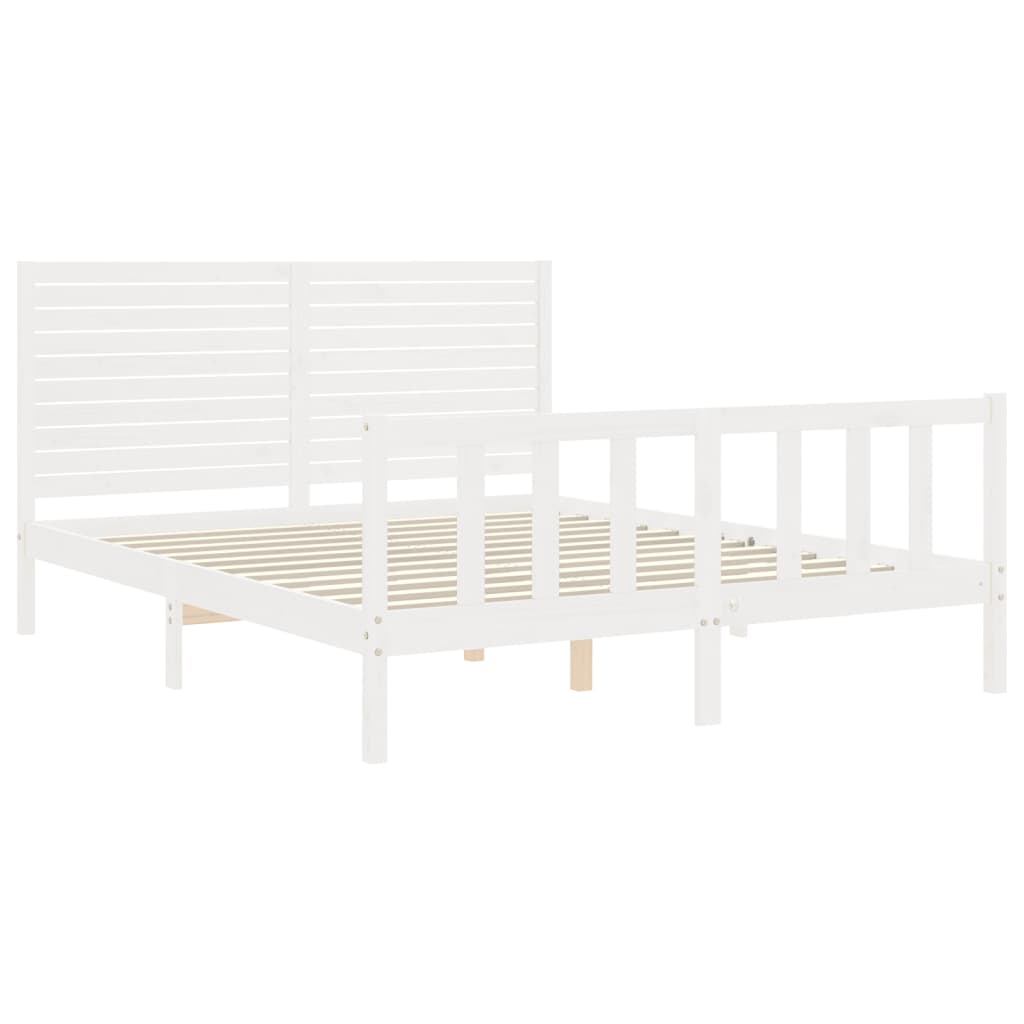 Cadre de lit sans matelas blanc bois de pin massif