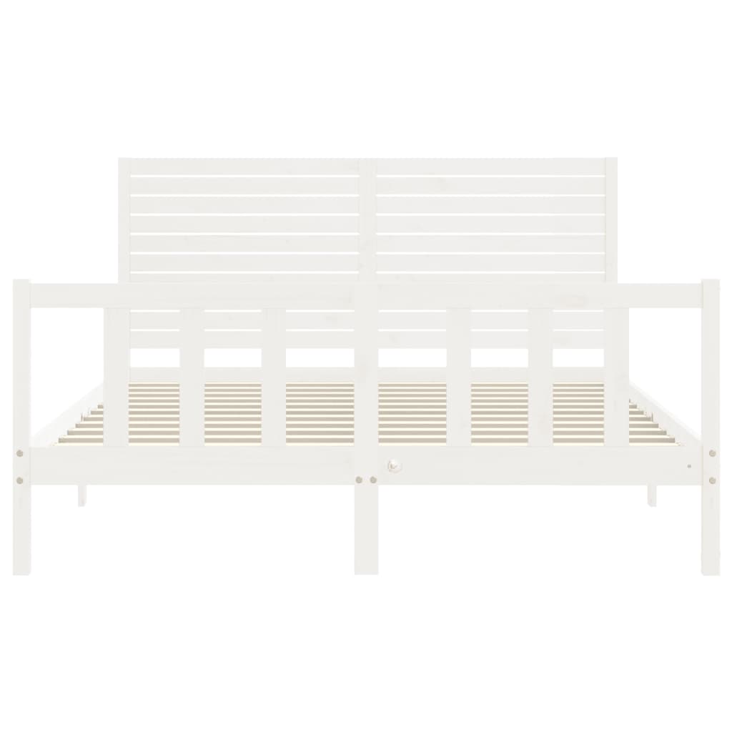 Cadre de lit sans matelas blanc bois de pin massif