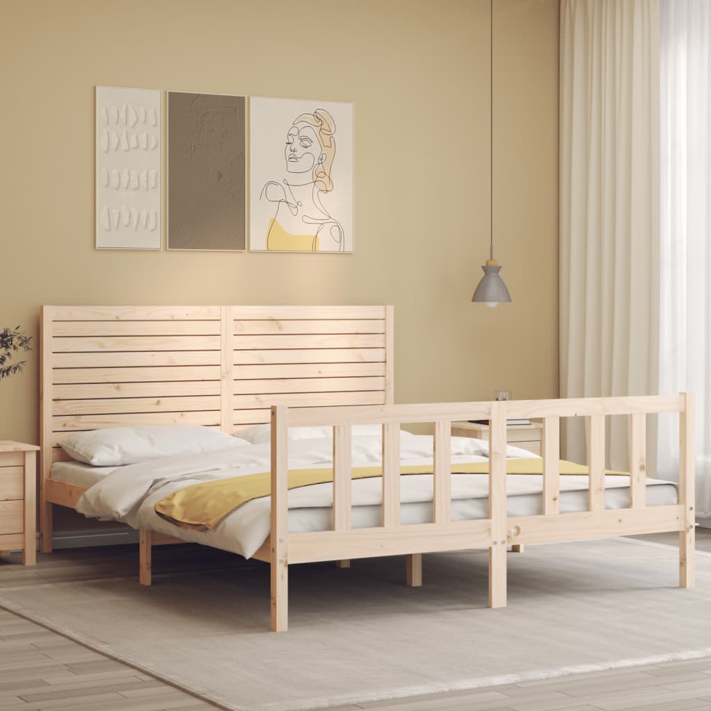 Bed frame without mattress 160x200 cm solid pine wood