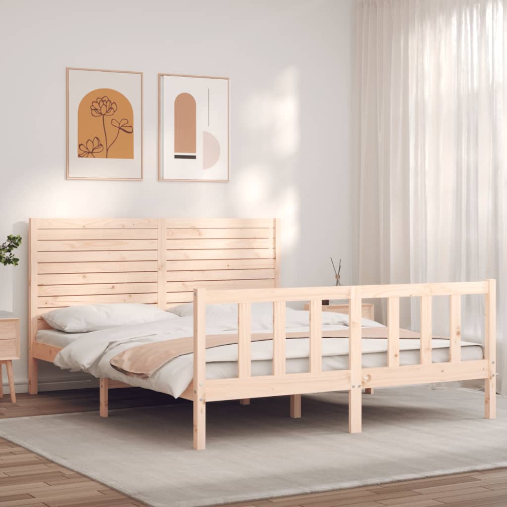 Bed frame without mattress 160x200 cm solid pine wood