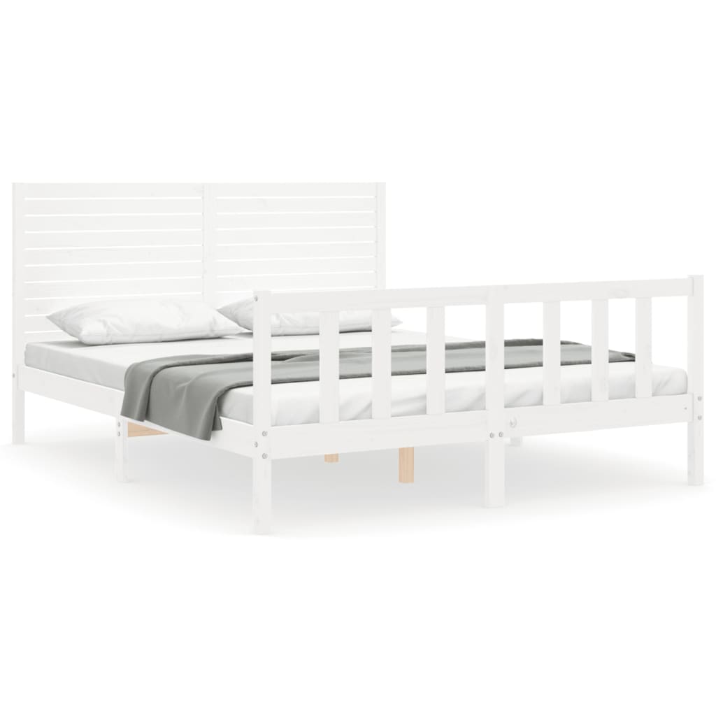 Cadre de lit sans matelas blanc 160x200 cm bois de pin massif