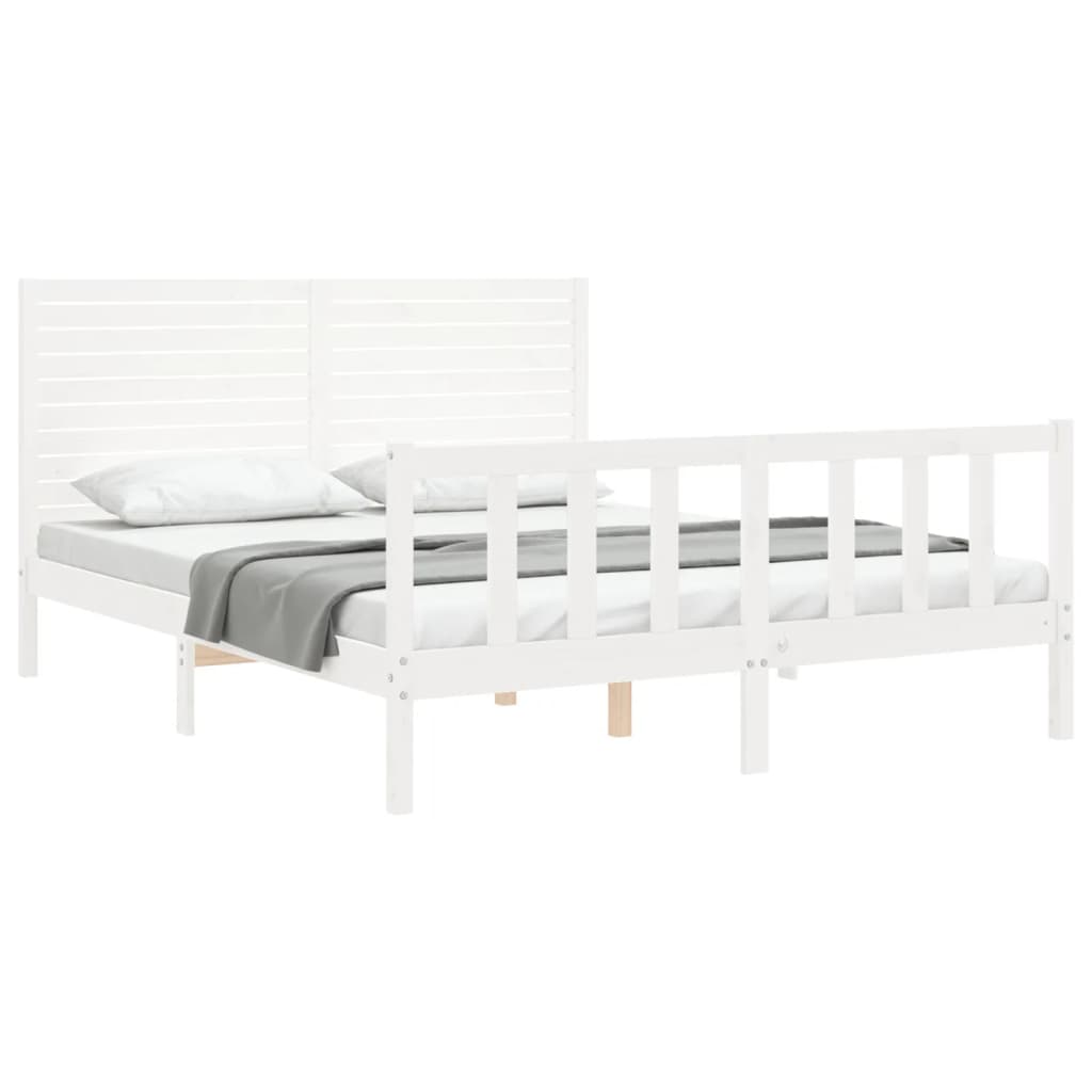 Cadre de lit sans matelas blanc 160x200 cm bois de pin massif