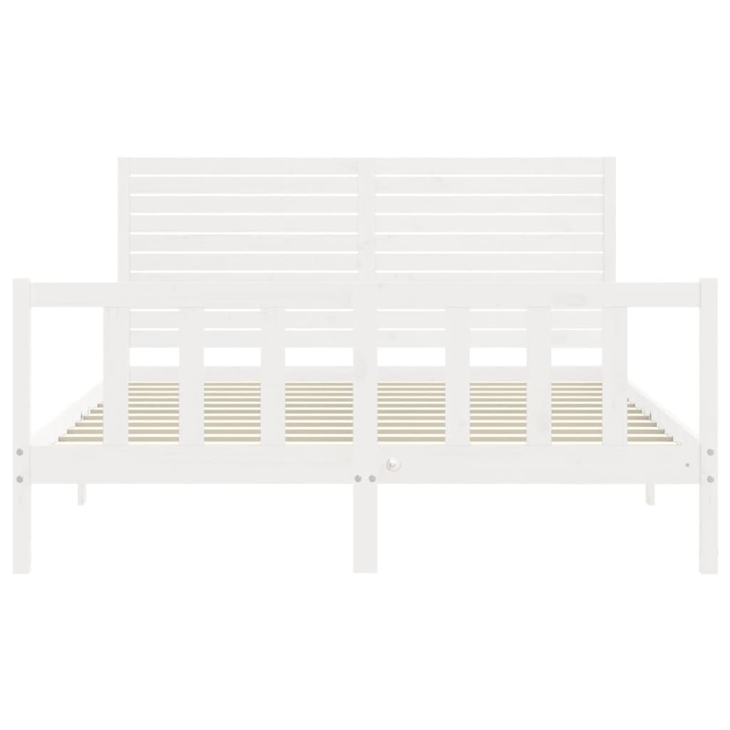 Cadre de lit sans matelas blanc 160x200 cm bois de pin massif