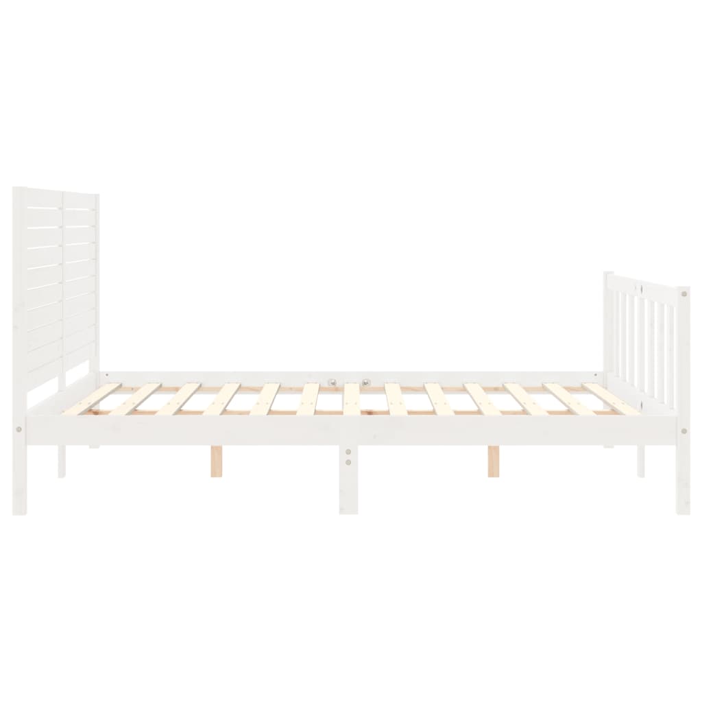 Cadre de lit sans matelas blanc 160x200 cm bois de pin massif