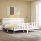 Cadre de lit sans matelas blanc 200x200 cm bois massif de pin