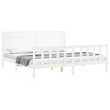 Cadre de lit sans matelas blanc 200x200 cm bois massif de pin