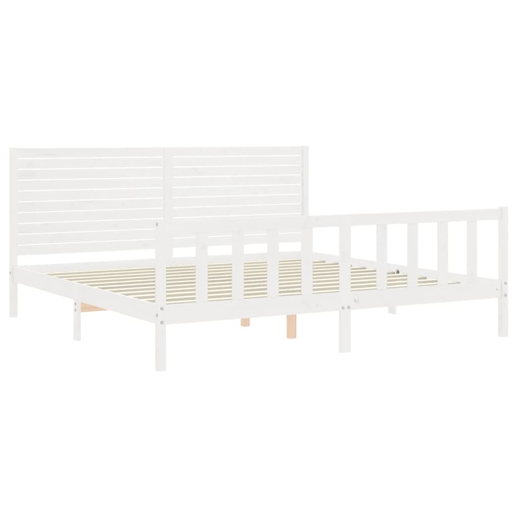 Cadre de lit sans matelas blanc 200x200 cm bois massif de pin