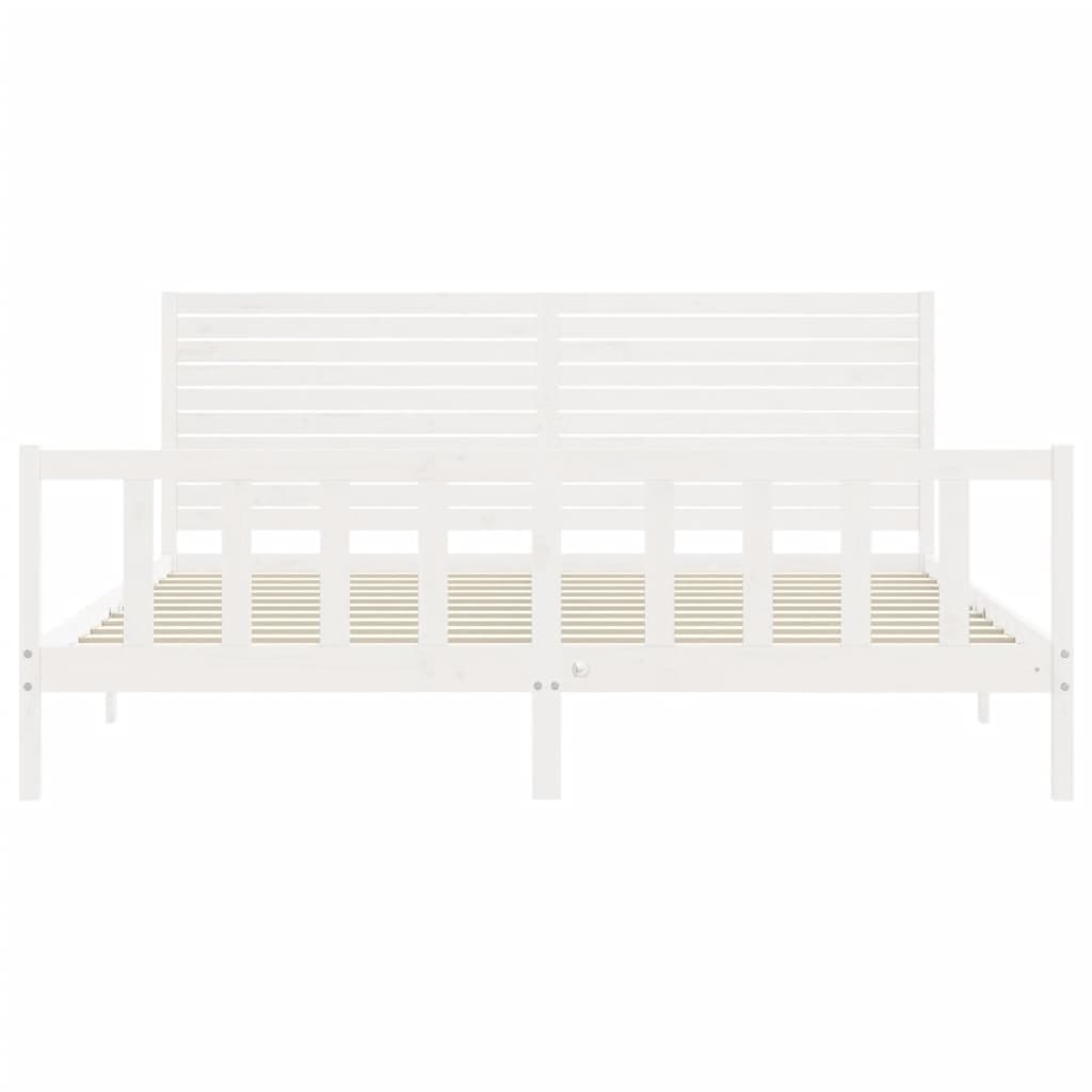 Cadre de lit sans matelas blanc 200x200 cm bois massif de pin